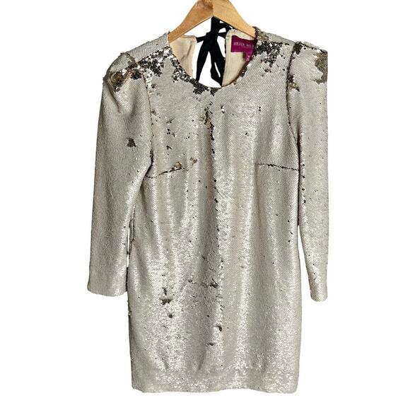 Heidi Merrick Sequin Mini Dress Cream Size M - Picture 1 of 3